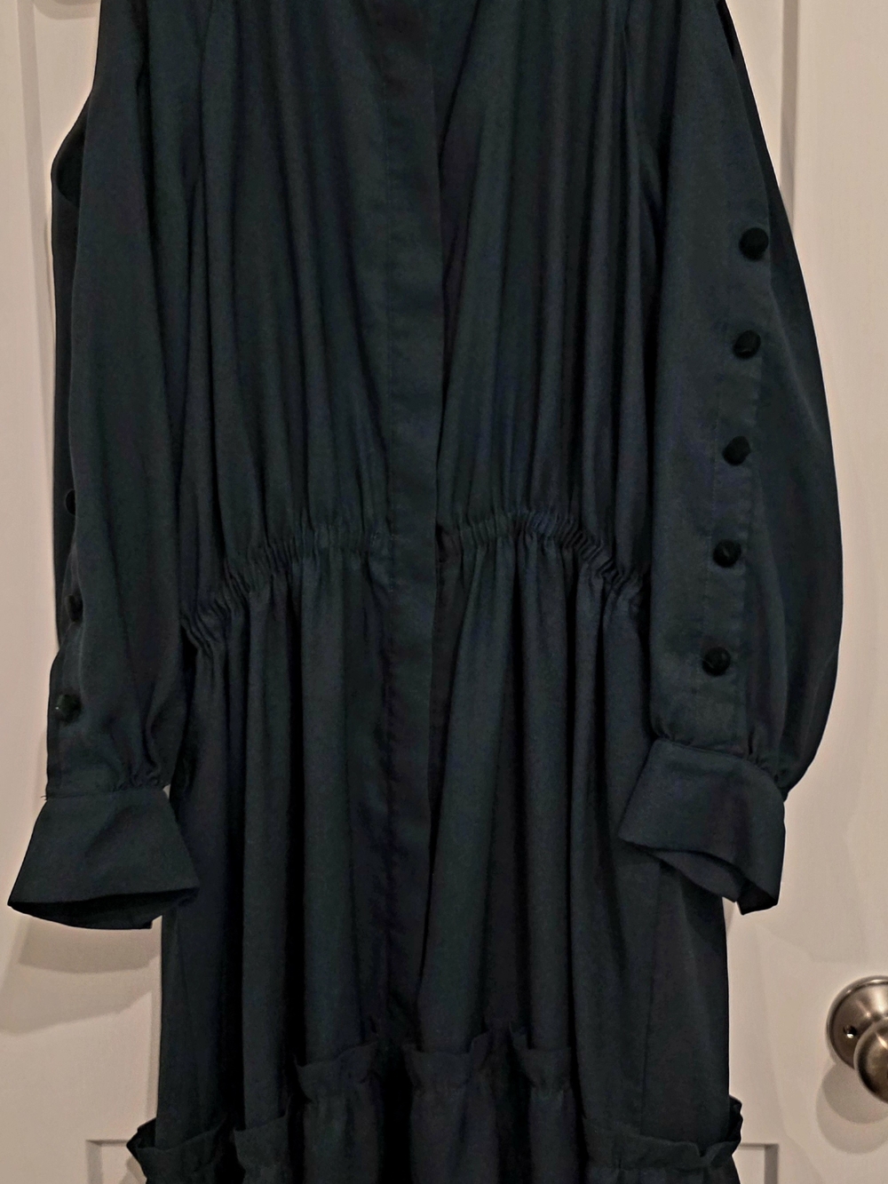 Eliza J Black Long-Sleeve Gathered Waist Midi Dress